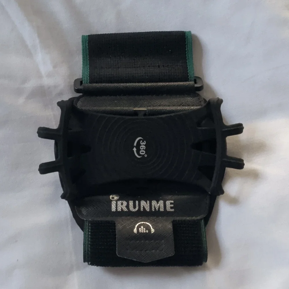 iRUNME Universal Cell Phone Armband w/ Hook & Loop, 360° Protection, Black/Green
